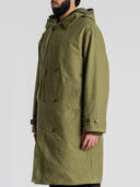 Hooded Over Coat in khaki by Lotesend – image 2 of 8